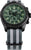 Cronógrafo para hombre con esfera luminosa verde, caja negra y correa textil gris