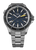Reloj de hombre con correa de metal, esfera negra e índices luminosos, 3 agujas