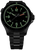 Reloj de buceo para hombre con esfera negra y números luminosos verdes, correa de metal