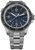 Reloj de buceo para hombre con esfera azul, marcadores luminosos y pulsera de metal