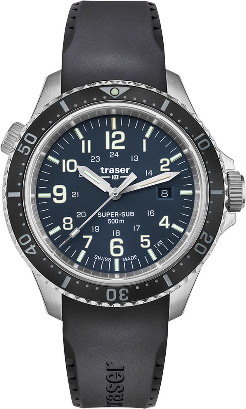 Reloj de pulsera para hombre Traser P67 Diver con esfera negra y correa de caucho