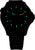 Pulsera de hombre negra con esfera negra e índices luminosos verdes
