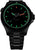 Pulsera de hombre negra con esfera negra y anillo luminiscente verde