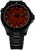 Reloj para hombre con esfera naranja, bisel negro e índices verdes luminosos