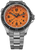 Reloj para hombre con esfera naranja, bisel negro y correa de metal