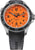 Reloj de pulsera para hombre con esfera naranja, bisel negro y correa de caucho.