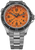 Reloj para hombre con esfera naranja, bisel negro y correa de acero inoxidable