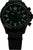 Cronógrafo para hombre con pantalla verde luminosa y caja negra, correa de textil negro