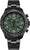 Cronógrafo para hombre con esfera verde y brazalete de metal negro, bisel taquímetro