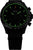 Pulsera para hombre: anillo e índices verdes luminosos, esfera negra, correa de textil negro