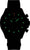 Pulsera de hombre con índices y manecillas de brillo verde, esfera negra, bisel negro