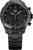 Reloj negro para hombre con bisel taquímetro, subesferas de cronógrafo y correa de metal