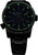 Reloj Traser para hombre con correa de metal negra, esfera verde luminosa y detalles azules