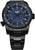 Reloj Traser para hombre, correa de metal negra, esfera azul con índices blancos y segundero naranja