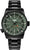 Pulsera para hombre con correa negra y bisel verde luminoso