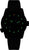 Pulsera de hombre con correa negra, esfera oscura con manecillas y marca luminiscentes en verde