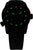 Pulsera de hombre con correa negra, esfera negra con índices luminosos verdes
