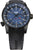 Reloj negro para hombre con esfera azul, marcadores luminosos y escala GMT