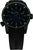 Reloj negro para hombre con esfera verde luminosa, índices luminosos y ventana de fecha