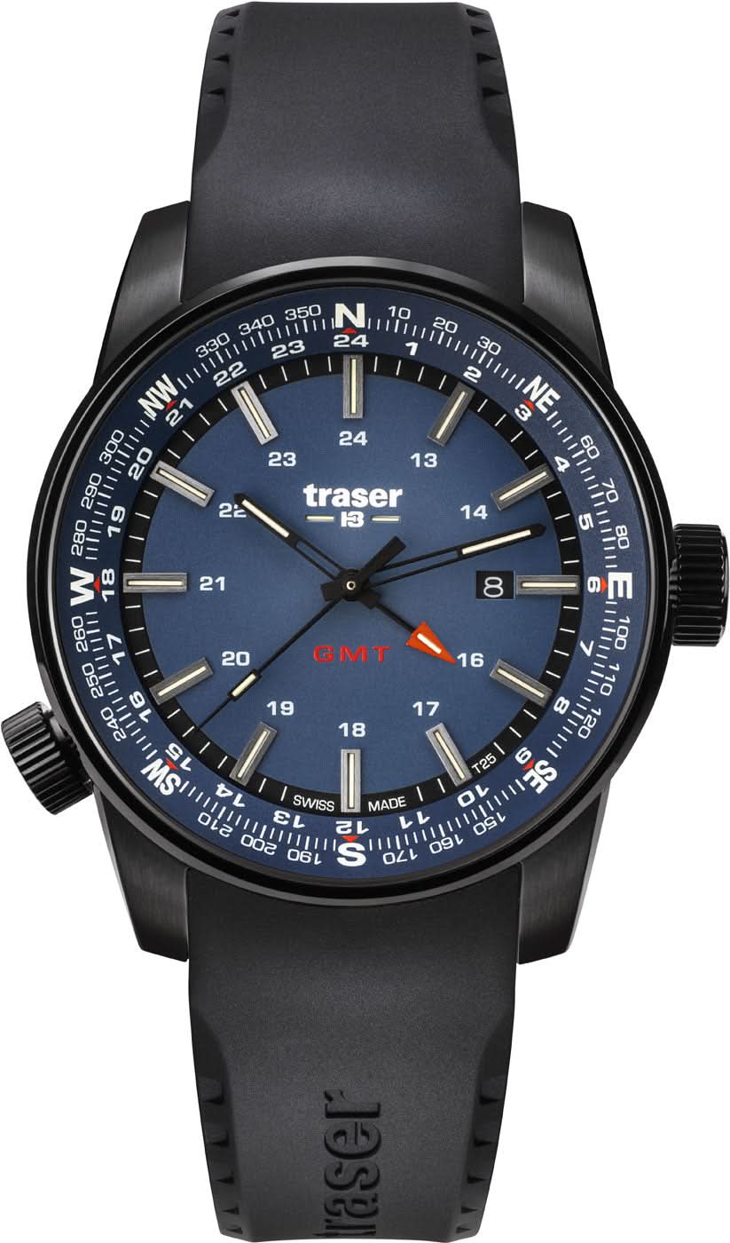 Reloj negro para hombre con esfera redonda, índices luminosos y tres manecillas