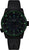 Pulsera de hombre con esfera negra, bisel verde luminoso y correa de silicona negra