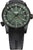 Pulsera para hombre con esfera negra, indicador GMT y correa de silicona negra