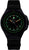 Reloj de hombre con esfera negra e índices luminosos verdes, correa de tela negra