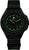 Pulsera de hombre con caja negra, marcadores verdes luminosos y correa textil verde.