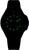 Reloj de hombre con esfera negra, marcadores y manecillas luminosos