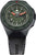 Reloj de hombre con bisel oscuro y correa negra, esfera verdosa, ventana de fecha