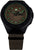 Pulsera de hombre con caja negra, correa textil beige; marcadores luminosos verdes.