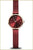 Reloj de mujer con esfera roja, caja en tono oro rosa y correa milanesa roja