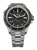Reloj de buceo para hombre con correa de acero inoxidable plateado y esfera negra, automático