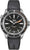 Reloj para hombre con esfera negra, marcadores naranjas y correa de caucho negra