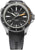 Reloj automático para hombre con esfera negra, bisel plateado y correa de caucho negra
