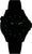 Reloj de hombre con correa de caucho negra, esfera verde luminosa y segundero rojo