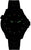 Reloj para hombre con esfera negra y correa de silicona negra, índices luminosos verdes