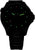 Reloj de hombre con esfera negra y correa de silicona negra, manecillas luminosas verdes