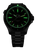 Reloj de buceo para hombre con esfera negra y manecillas luminosas verdes, correa negra
