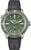 Pulsera de hombre con correa de cuero gris, caja plateada y esfera verde y amarilla
