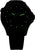 Pulsera de hombre con correa negra y esfera negra, manecillas luminosas verdes