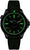 Pulsera de hombre con correa y esfera negras, índices luminiscentes verdes