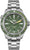 Pulsera de acero inoxidable para hombre, esfera verde y bisel marcado en amarillo