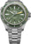 Pulsera de acero inoxidable para hombre, esfera verde, bisel con detalles amarillos