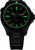 Reloj de pulsera para hombre con caja y correa negras, manecillas luminosas verdes
