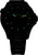 Pulsera de hombre con correa negra, esfera oscura con marcadores luminosos verdes
