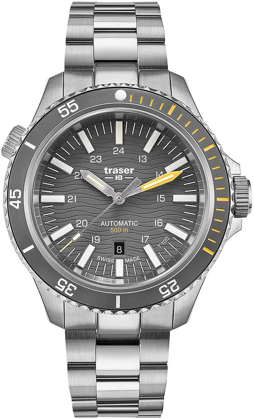 Pulsera de acero inoxidable plateado para hombre con esfera gris