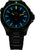 Pulsera de reloj para hombre Traser con correa negra y marcadores luminosos azules, con borde verde