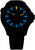 Pulsera de hombre con correa de caucho negro y esfera azul luminosa