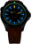 Pulsera de hombre con correa marrón y números luminiscentes azul-verde